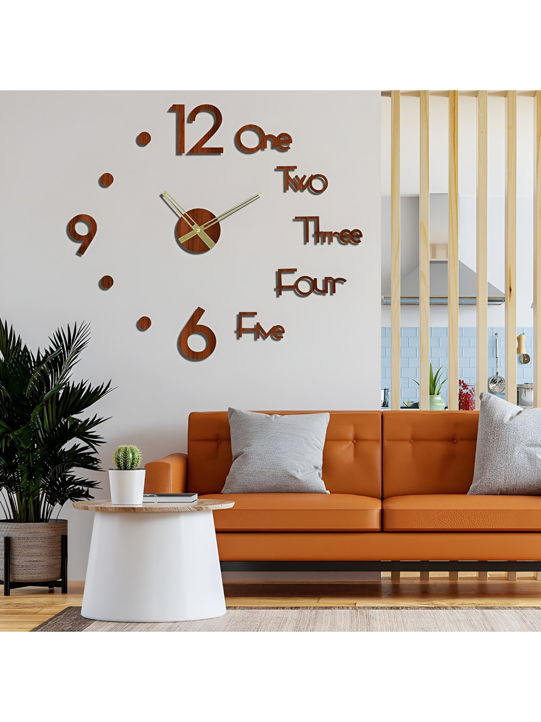 FASTQT Brown Analogue Contemporary Wooden Wall Clock