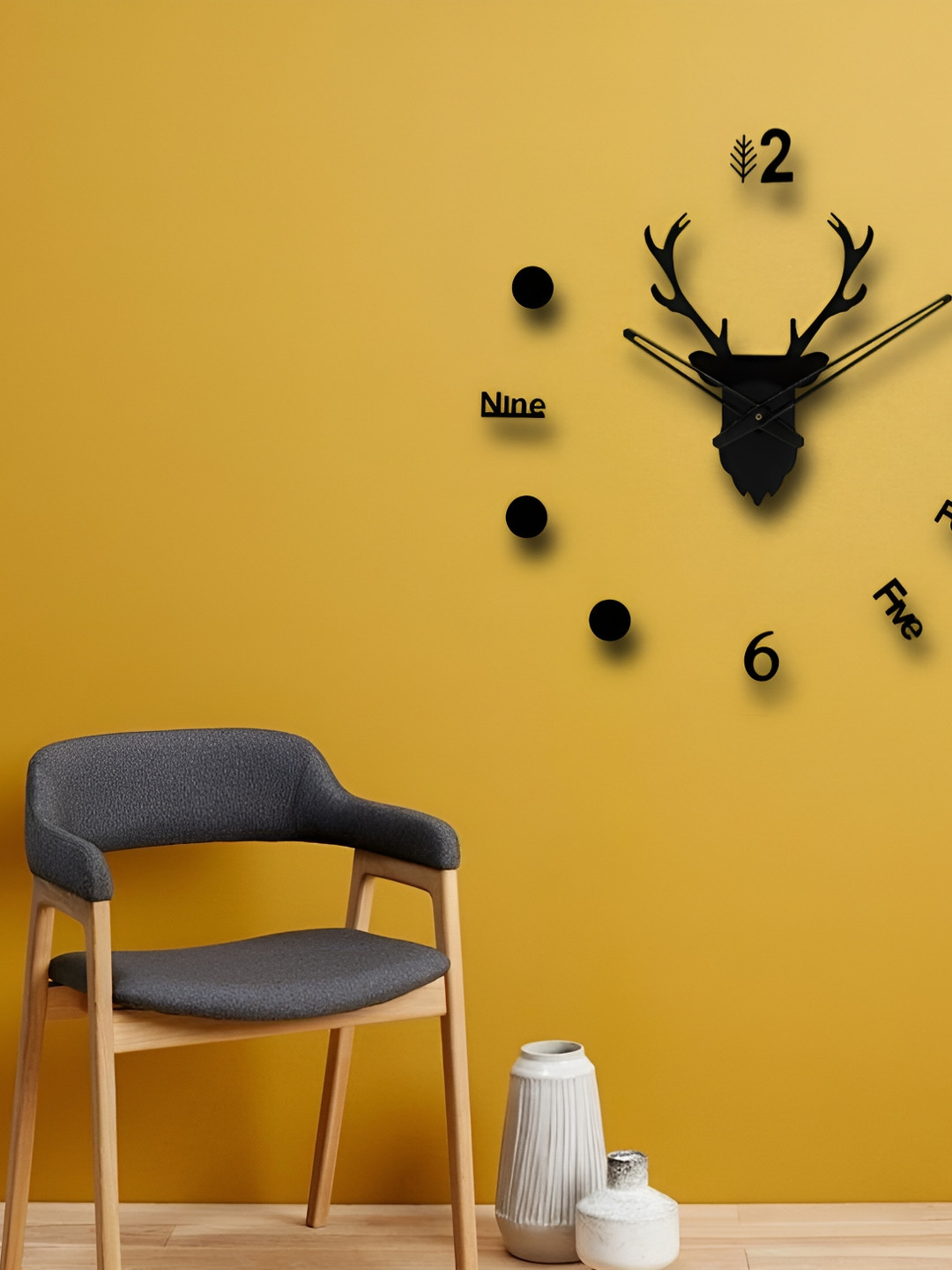 FASTQT DIY Black Plastic Large Display Round Battery Analogue Wall Clock-60cm