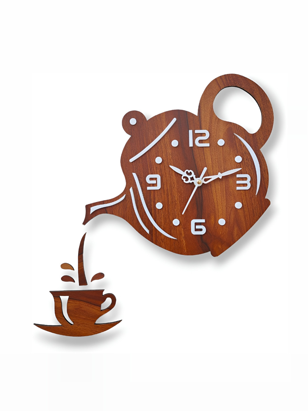 FASTQT DIY Brown Wood Lightweight Quirky Battery Analogue Wall Clock