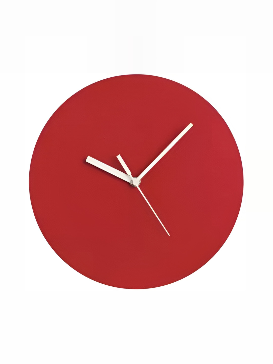 FASTQT Red Wood Large Display Round Battery Analogue Wall Clock-24cm