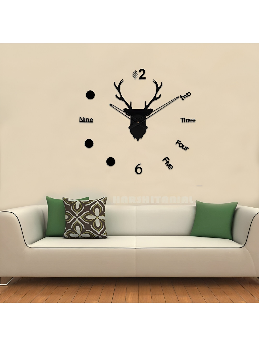 FASTQT Black Abstract Shaped Analogue Contemporary Wall Clock