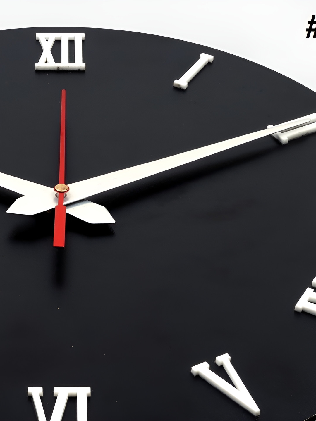 FASTQT Black Wood Large Display Round Battery Analogue Wall Clock-28cm