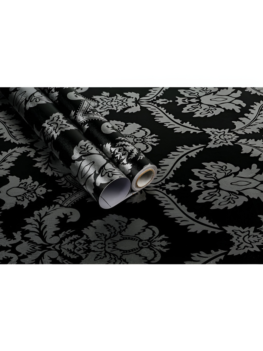 Asian royal Black & Grey Ethnic Motif Printed Self-Adhesive Wallpaper