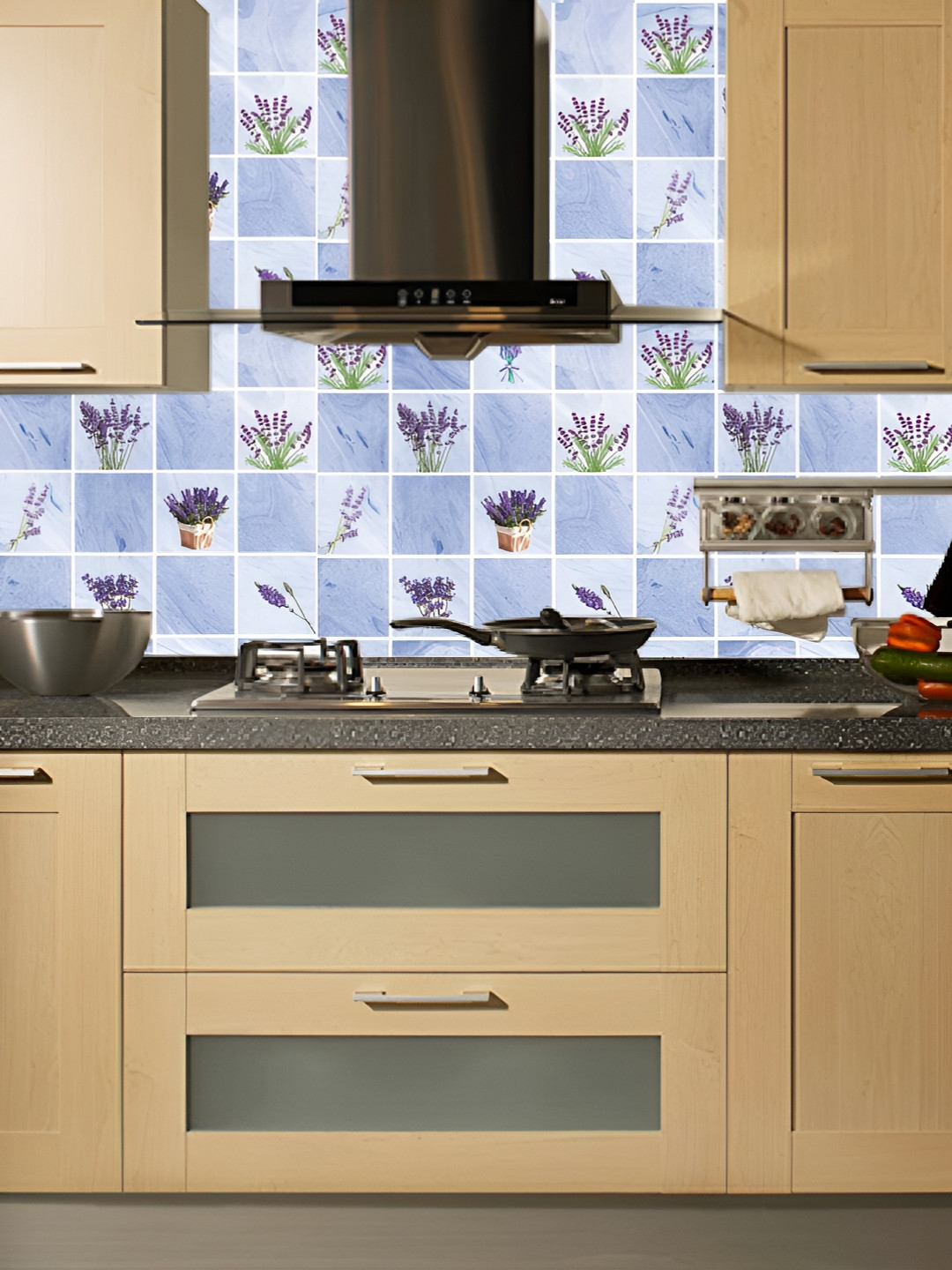 Asian royal Blue & Purple Floral Printed Self-Adhesive Wallpaper