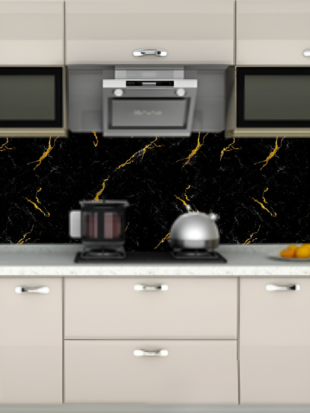 Asian royal Black & Yellow Abstract Printed Self-Adhesive Wallpaper