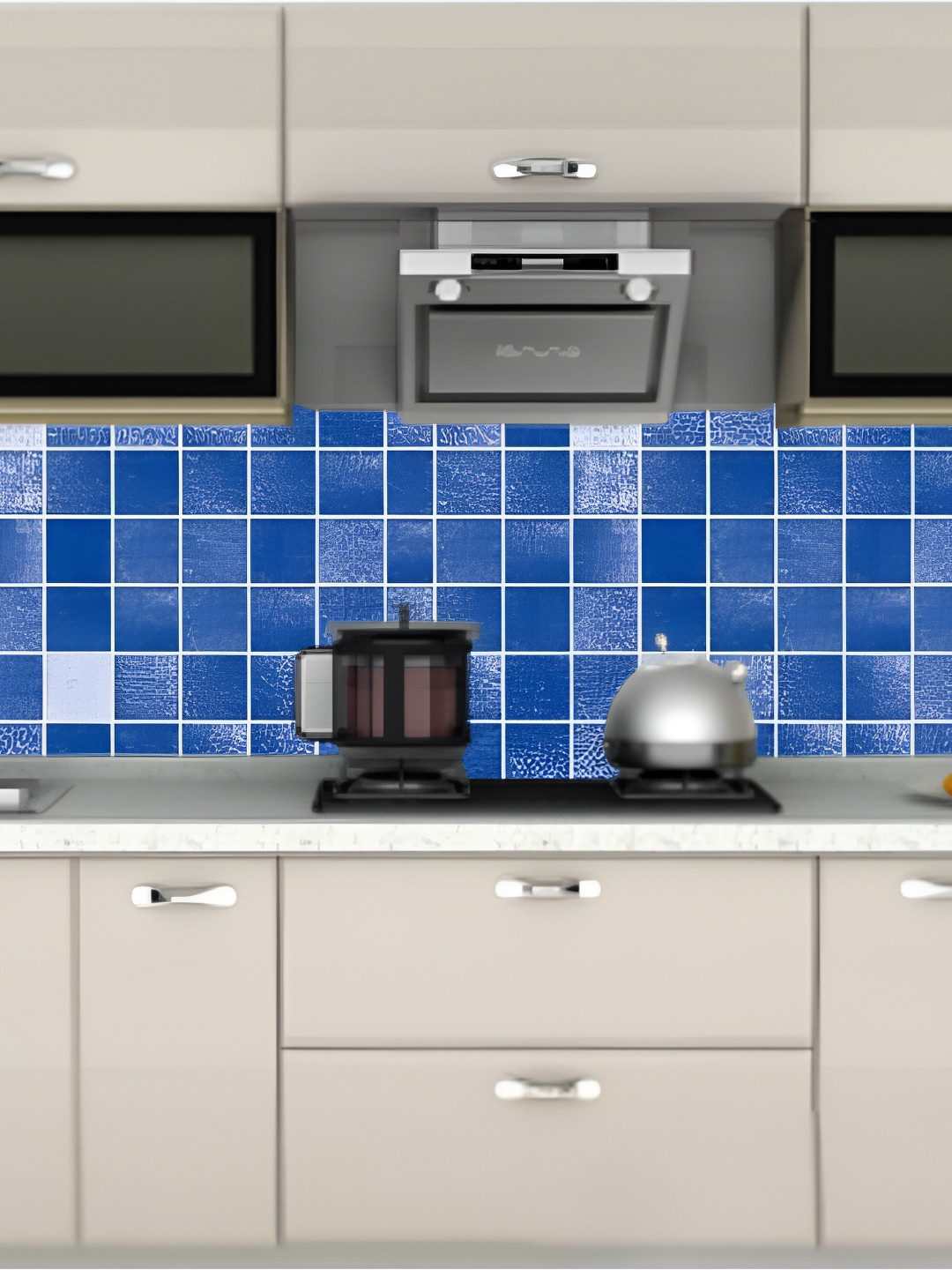 Asian royal Blue & White Abstract Printed Self-Adhesive Wallpaper