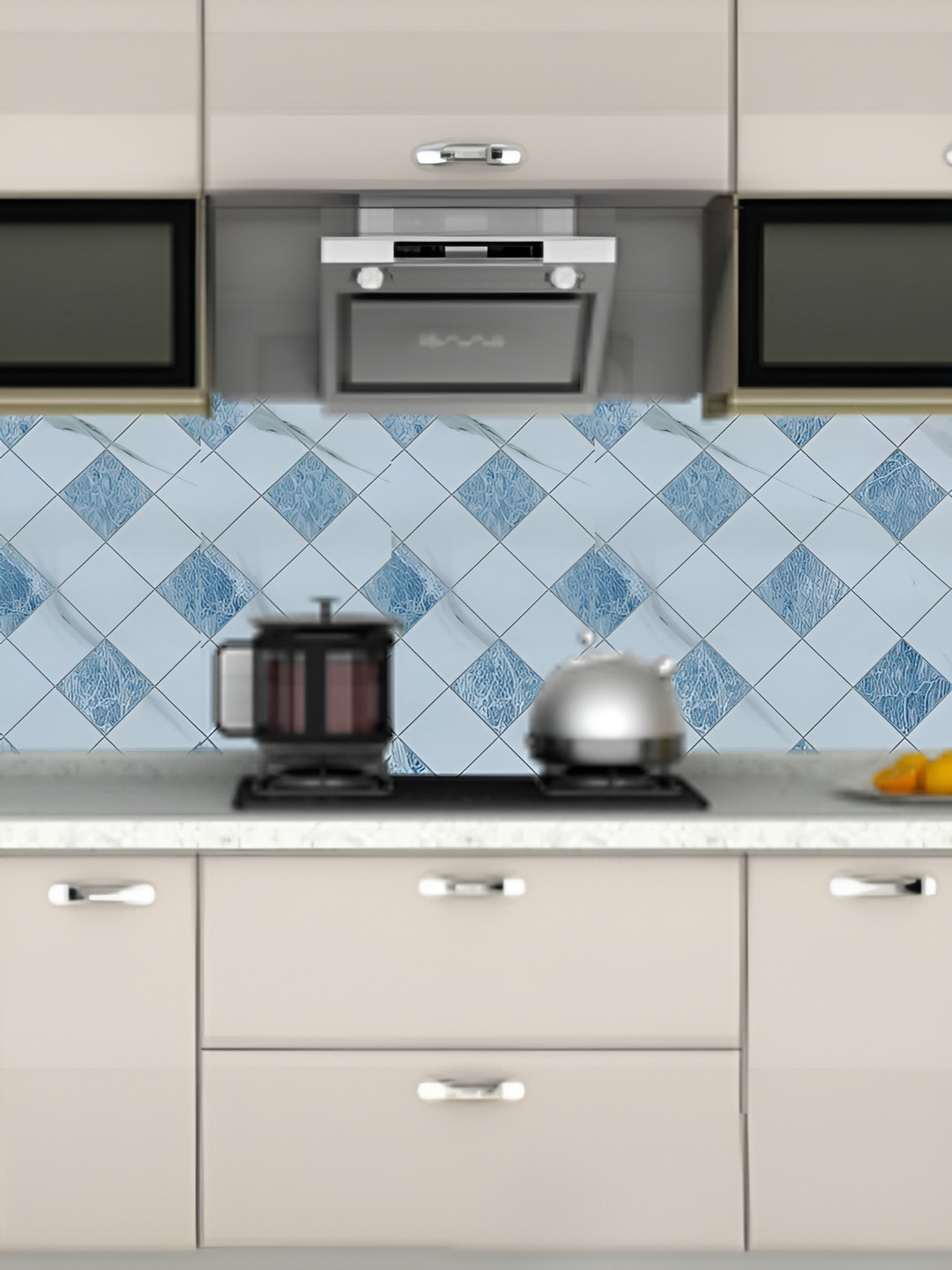 Asian royal Blue Abstract Printed Self-Adhesive Wallpaper