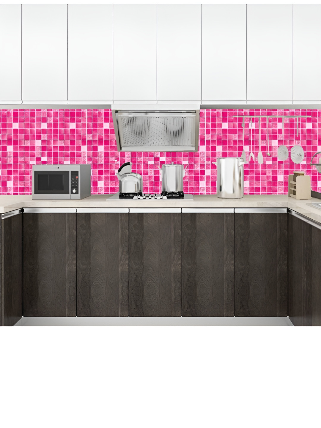 Asian royal Pink Printed Self-Adhesive Tiles Wallpaper