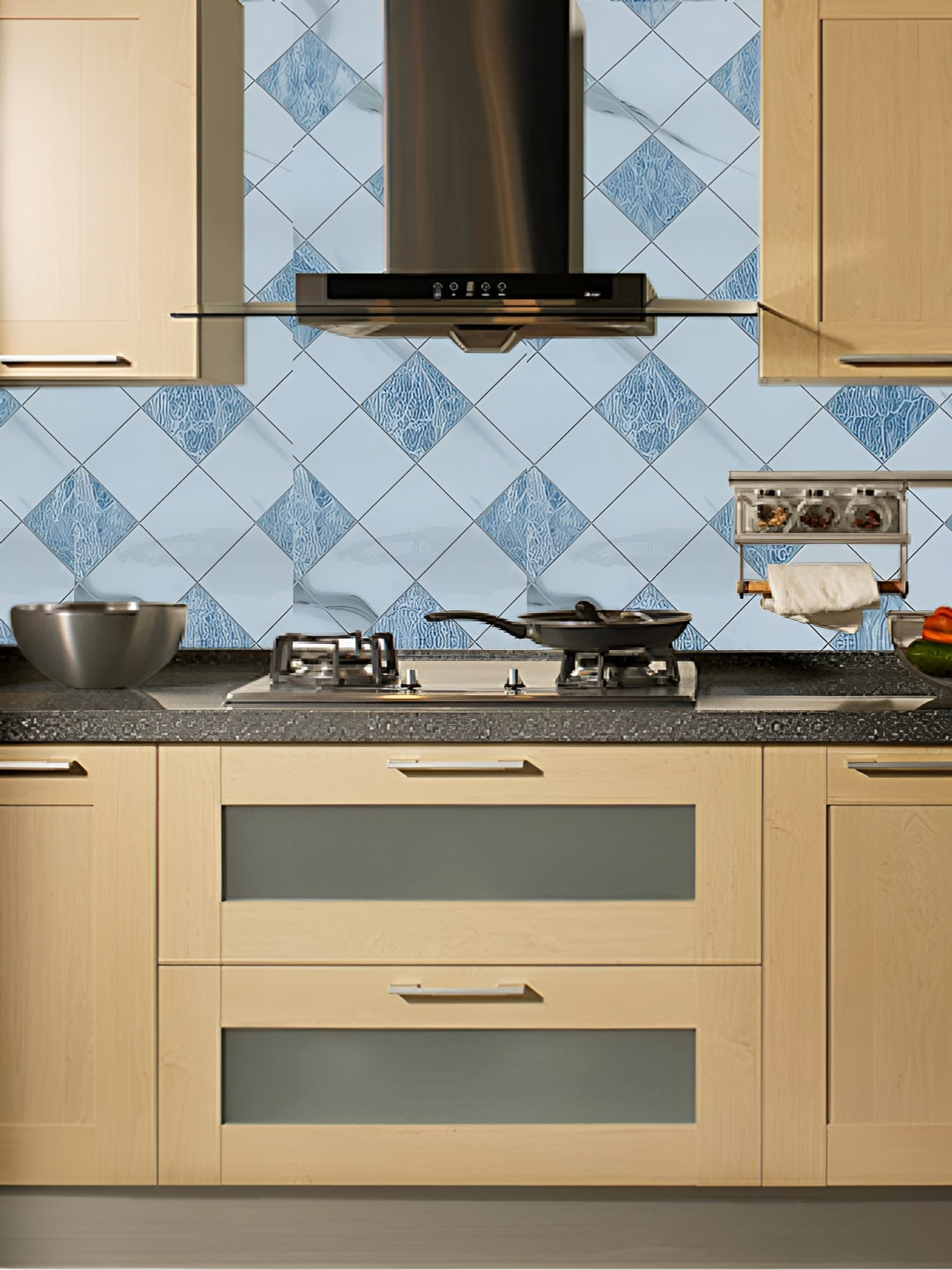 Asian royal Blue Abstract Printed Self-Adhesive Wallpaper