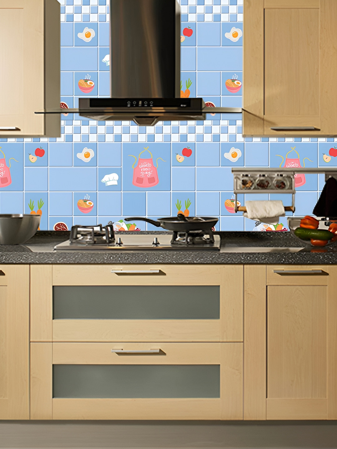 Asian royal Blue & White Printed Self-Adhesive Wallpaper