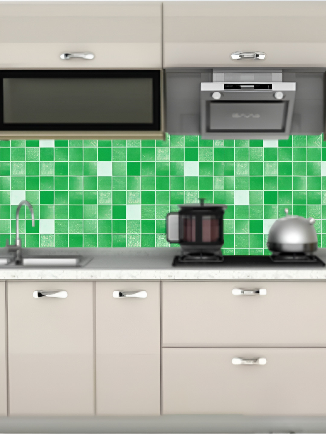 Asian royal Green & White Abstract Printed Self-Adhesive Wallpaper