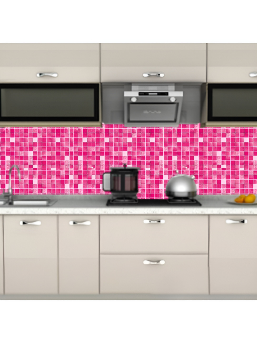 Asian royal Pink & White Printed Self-Adhesive Wallpaper