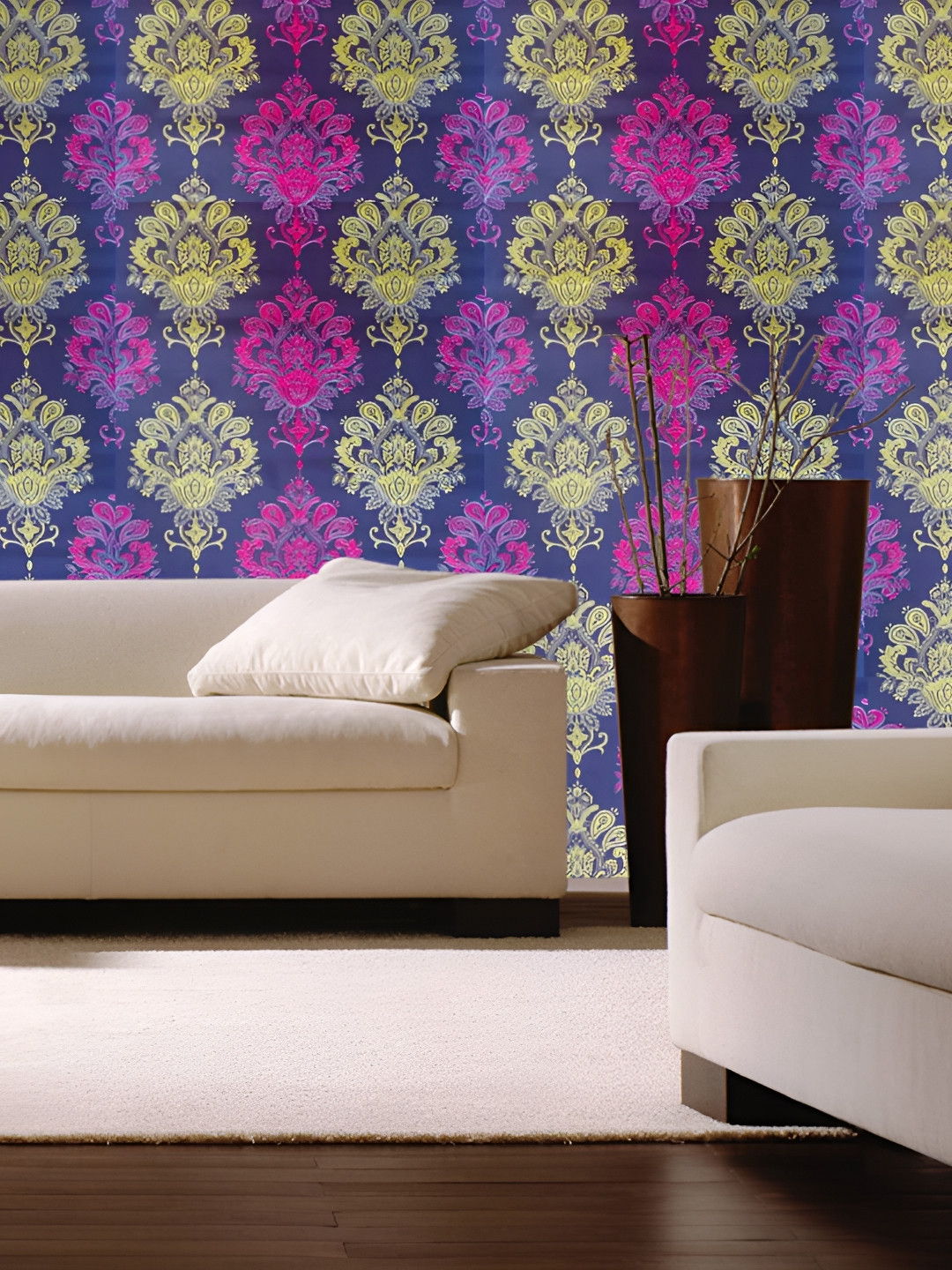 Asian royal Purple & Pink Ethnic Motif Printed Self-Adhesive Wallpaper