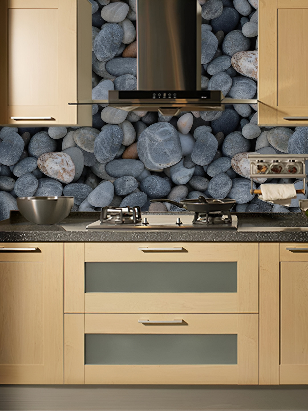 Asian royal Grey & Black Abstract Printed Self-Adhesive Waterproof Wall Sticker