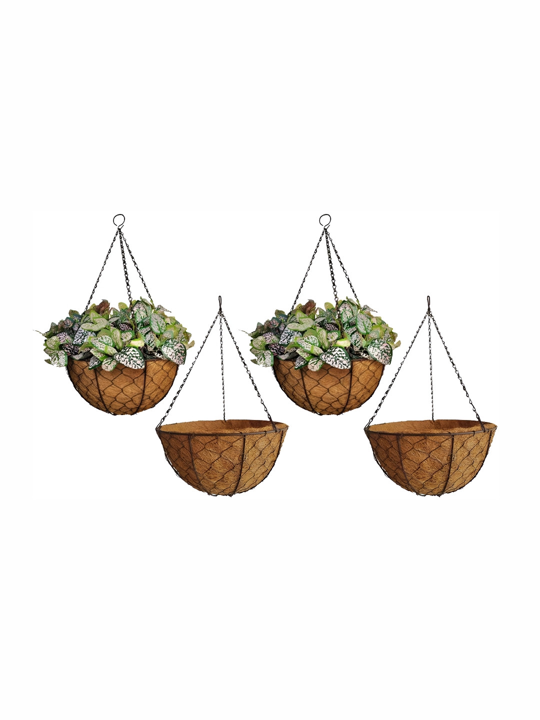 Garden Deco Black 4 Pieces Metal Textured Mesh Hanging Baskets