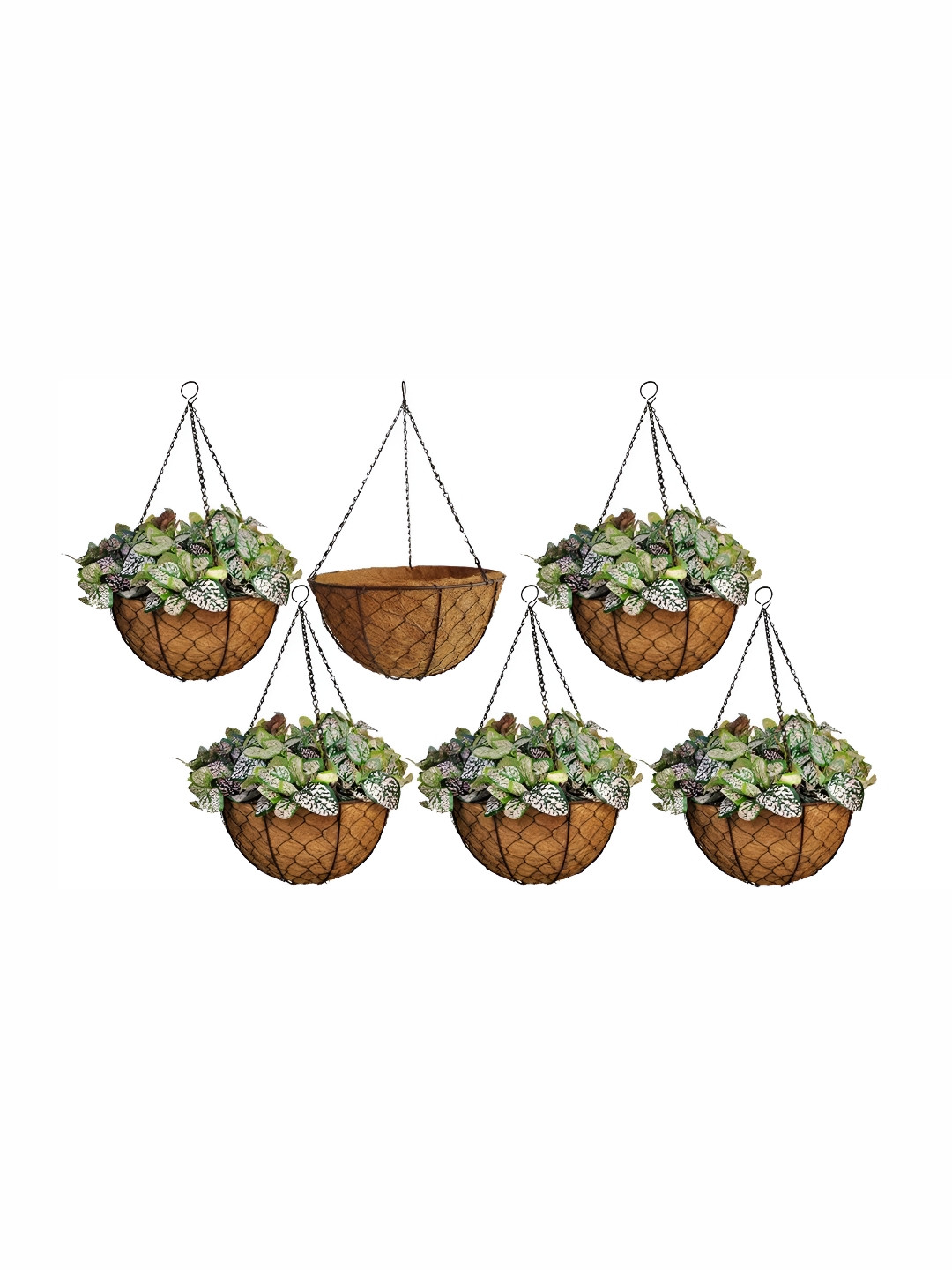 Garden Deco Black & Brown 6 Pieces Hen Mesh Metal Hanging Baskets