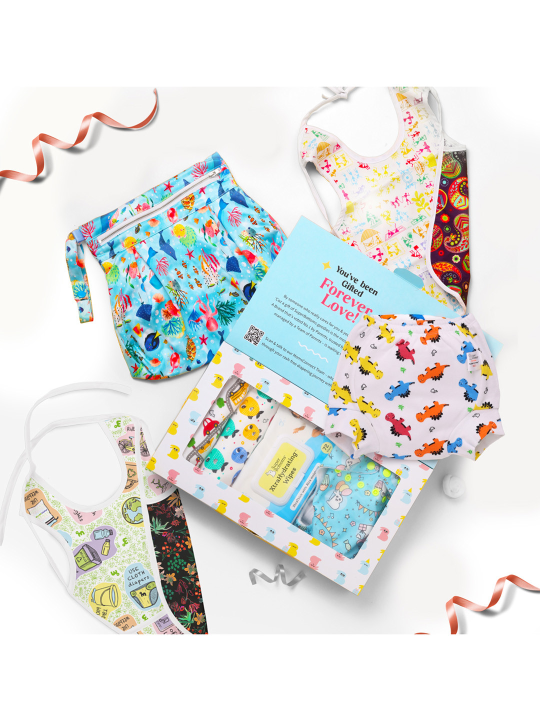 SuperBottoms Underwear-Bib-Magic Pad-Cloth Diaper-Wet Wipes Forever Love Set