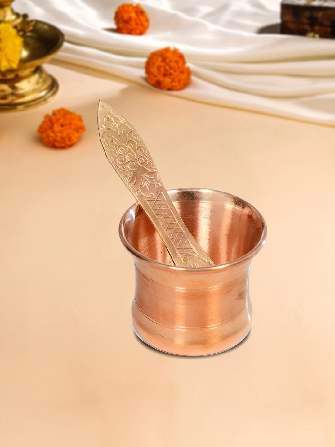 DOKCHAN Gold-Toned Textured Copper Panchpatra