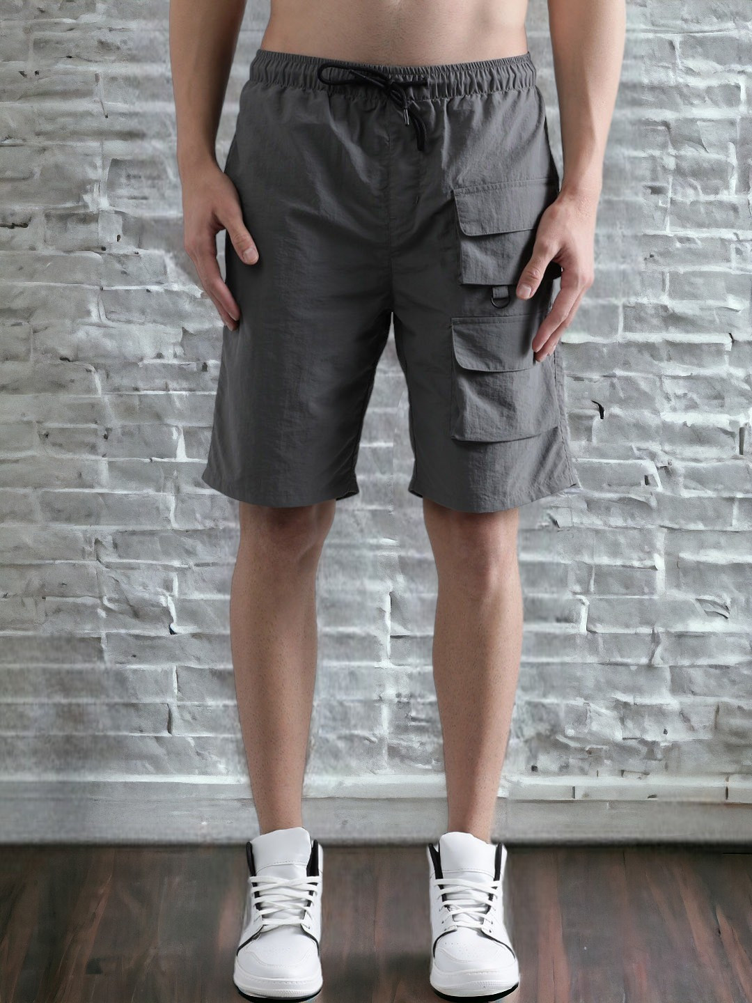 Bene Kleed Men Crushed Nylon Cargo Shorts