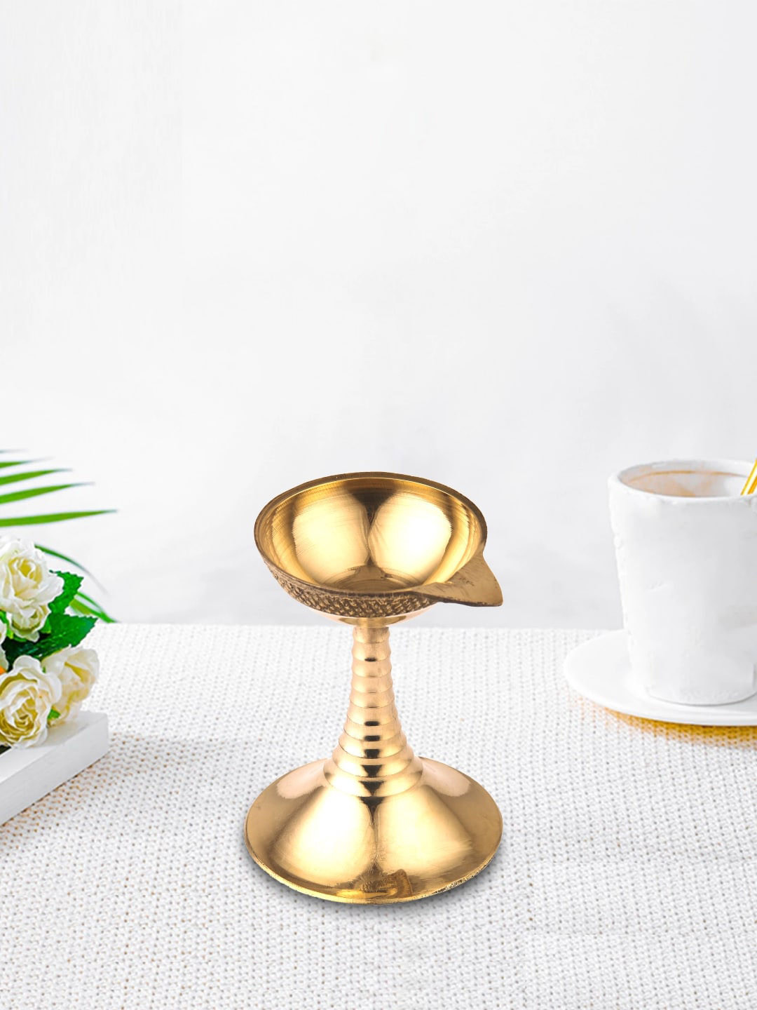 DOKCHAN Gold-Toned Brass Diya  Pooja Essential