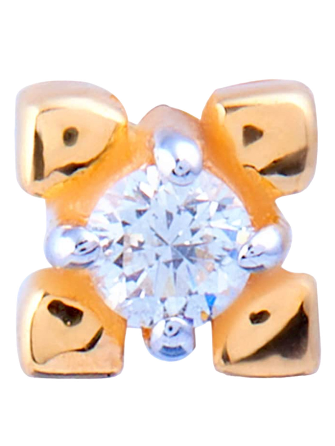 BHIMA Jewels 18K Hallmark 750 Purity Rose Gold Floral Diamond Nose Pin
