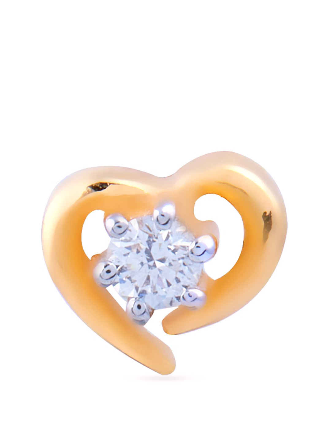 BHIMA Jewels 18K Hallmark 750 Purity Rose Gold Heart Diamond Nose Pin