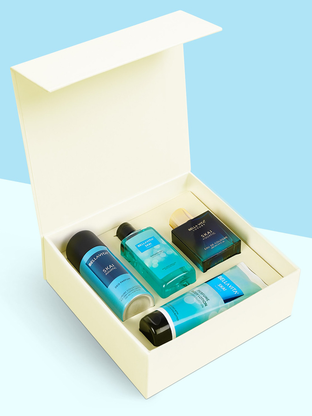 Bella Vita Organic Skai Aquatic Shower Gel-Body Lotion-EDP & Deodorant Gift Set
