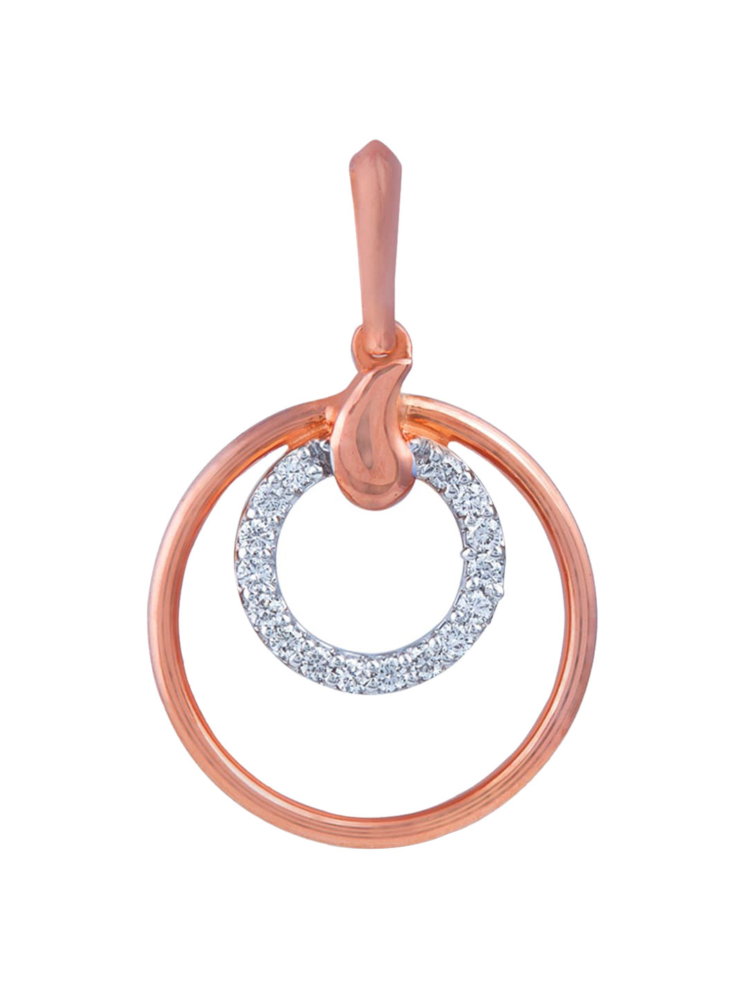 BHIMA Jewels 18K Hallmark 750 Purity Rose Gold Round Diamond Pendant