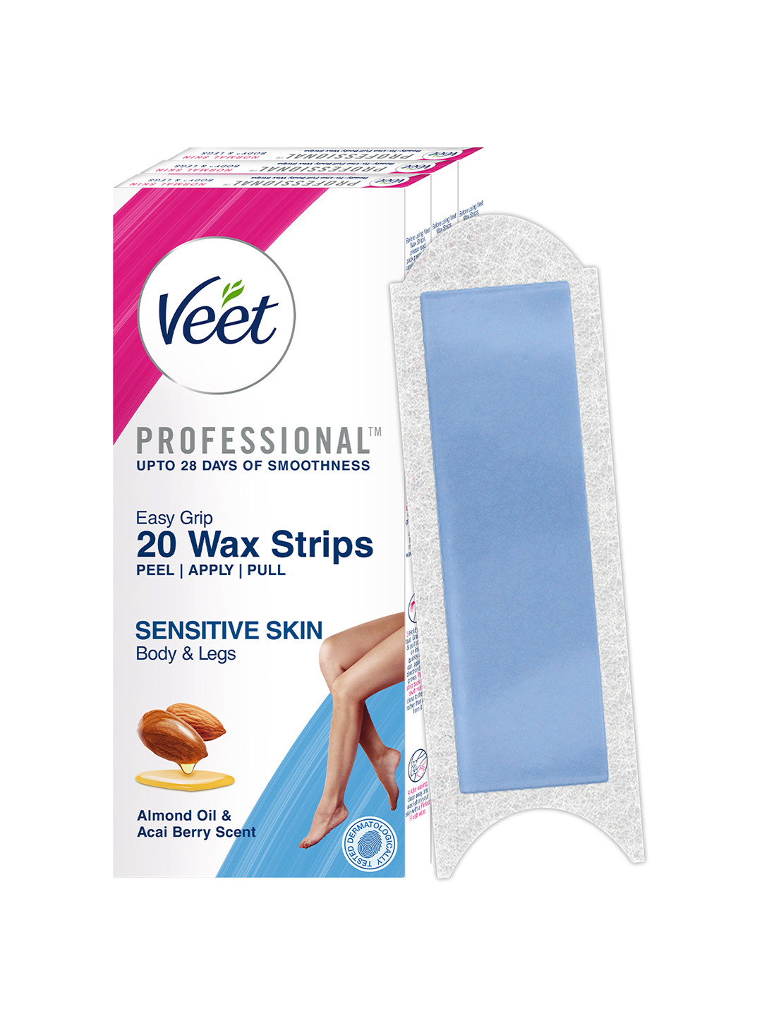 Veet Professional Set of 3 Waxing Strips for Sensitive Skin - 20 Strips