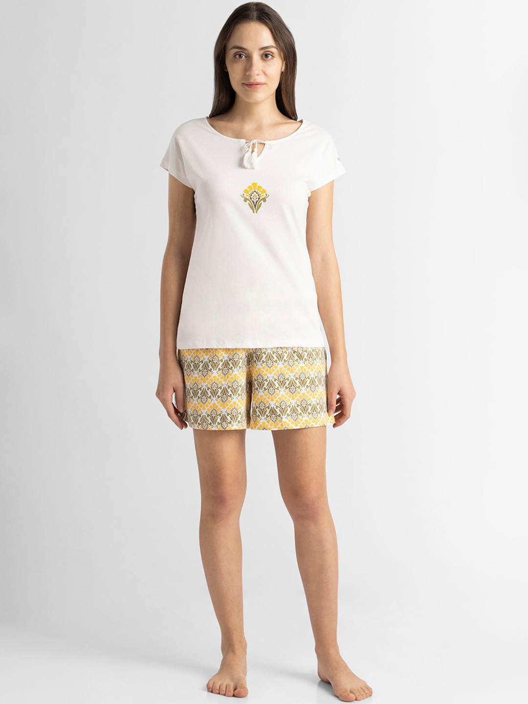 Van Heusen Tie-Up Neck Pure Cotton Night suit