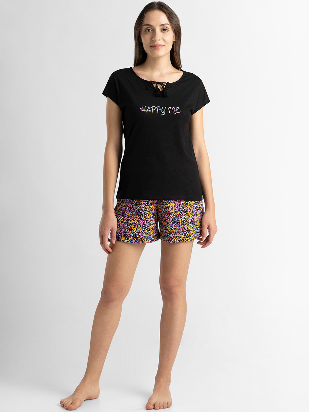 Van Heusen Typography Printed Pure Cotton T-shirt With Shorts