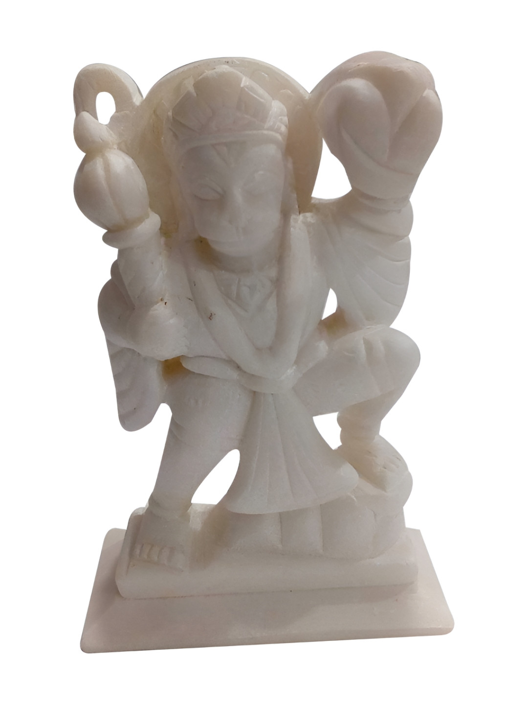 INDIA MEETS INDIA Lord Hanuman Ji White Marble Glossy Prayer Room Small Showpiece - 5 Inches