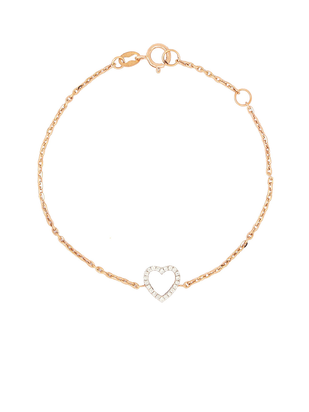 BHIMA Jewels 18K Hallmark 750 Purity Rose Gold Heart Diamond Bracelet