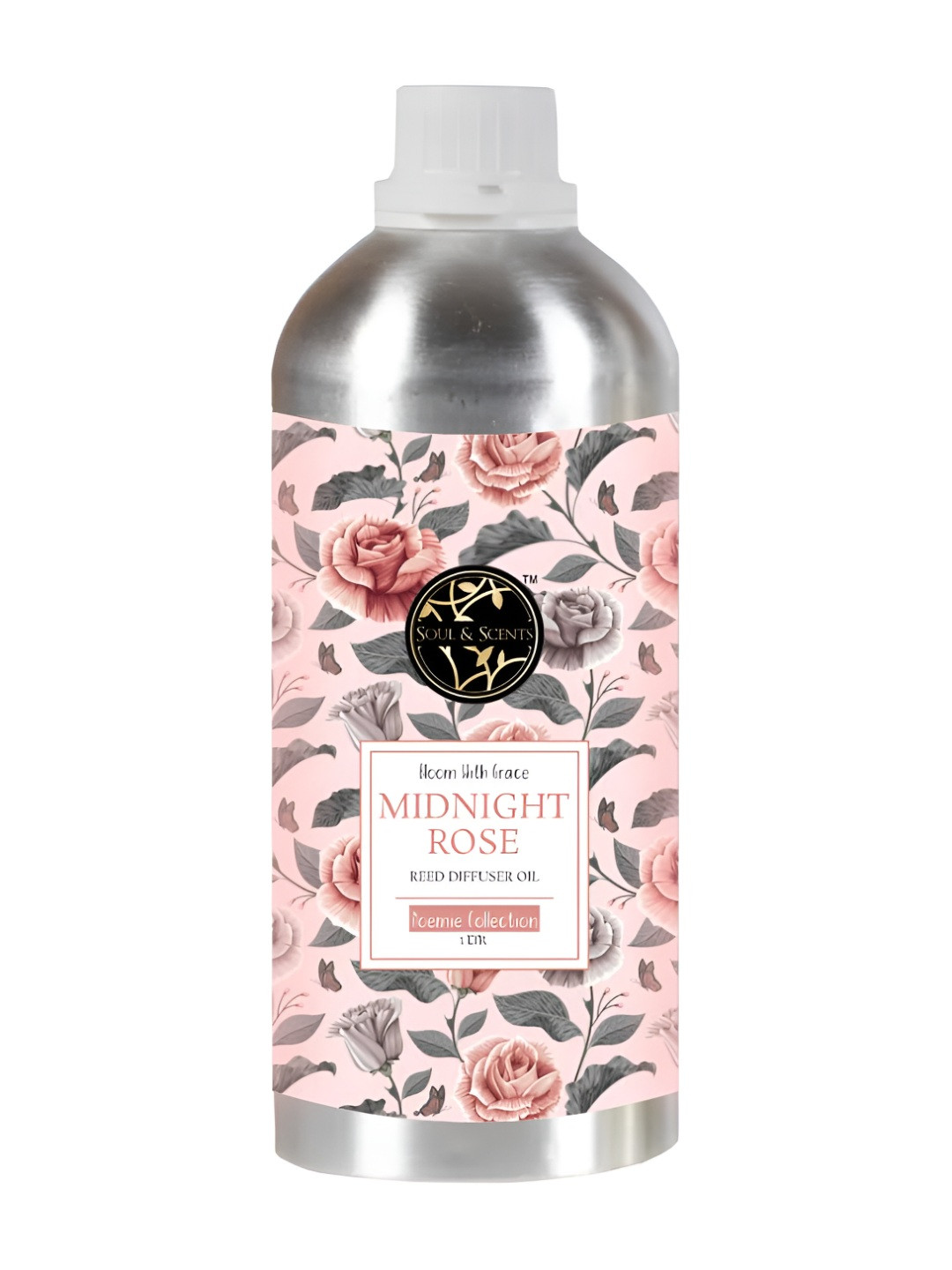 SOUL & SCENTS Midnight Rose Reed Diffuser Refill Fragrance 18 Reed Sticks 1Ltr