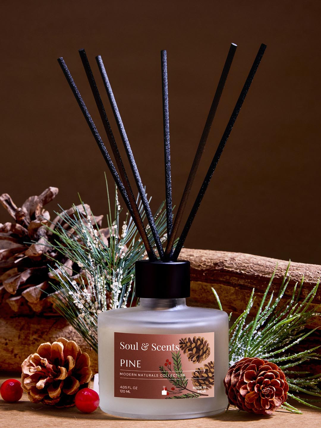 SOUL & SCENTS Pine Fragrance Reed Diffuser With 6 Pieces Reed Sticks 120 ml