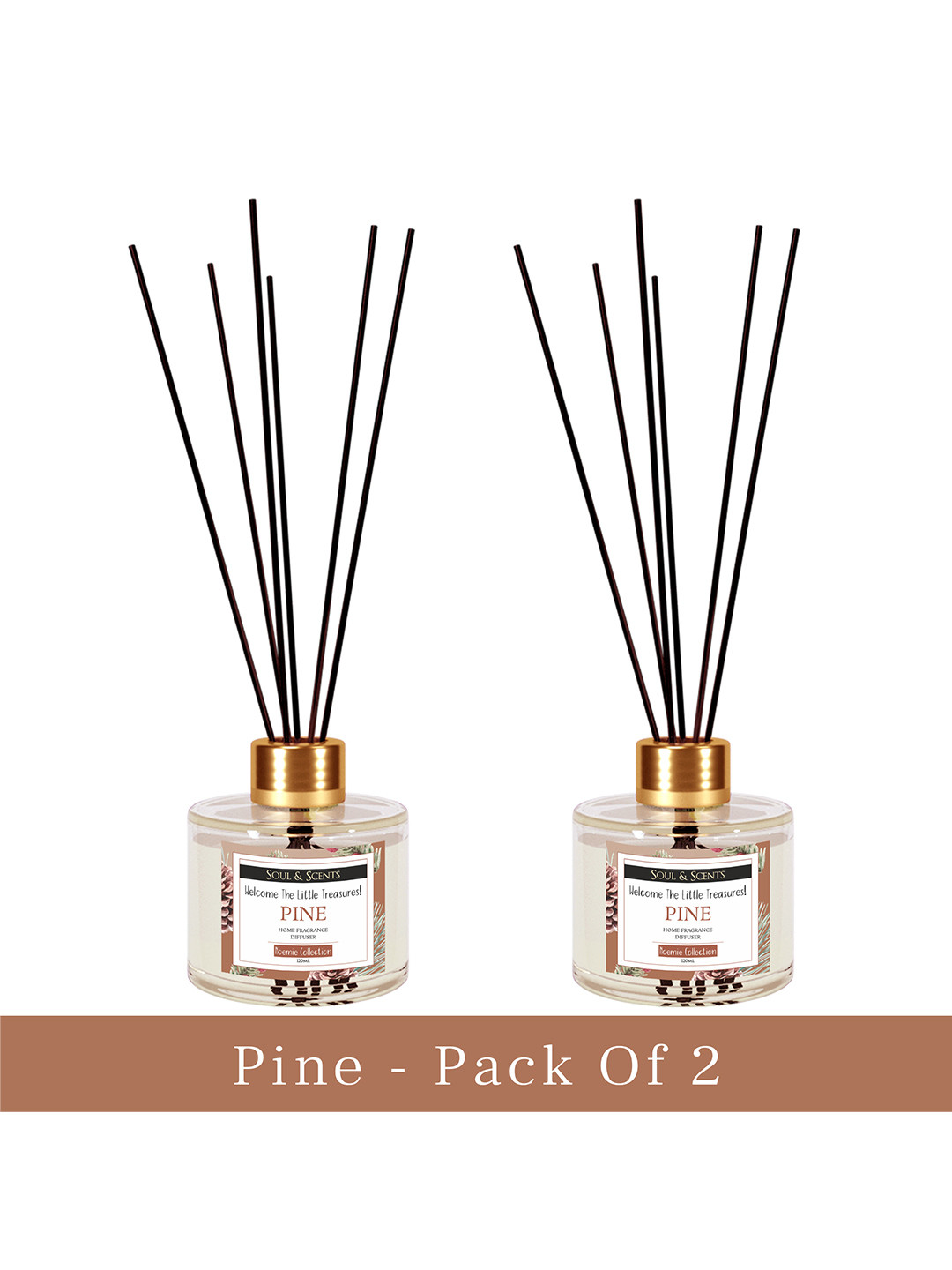 SOUL & SCENTS Pack of 2 Pine Reed Diffuser with 6 Sticks Set-120 ml