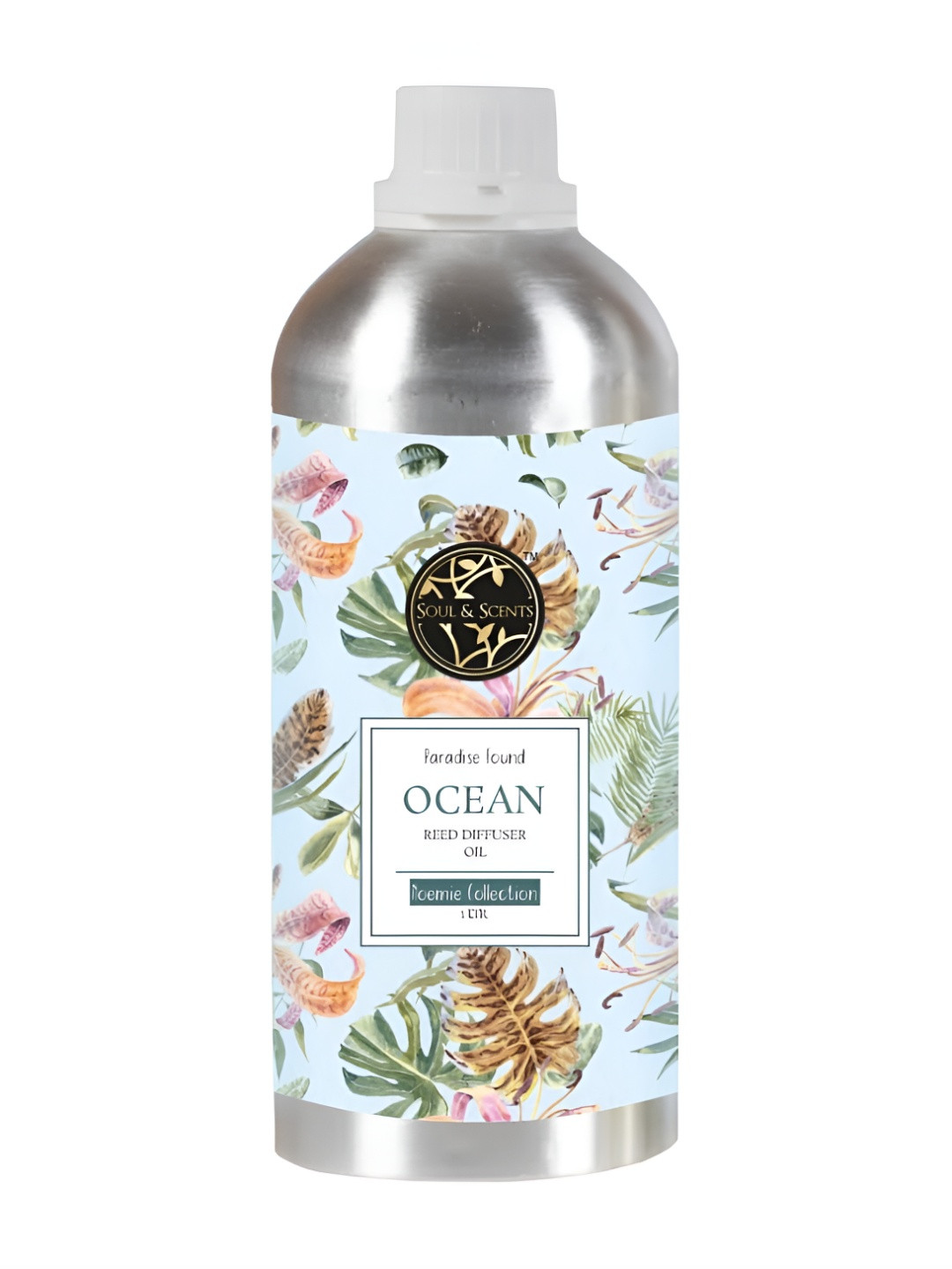 SOUL & SCENTS Ocean Reed Diffuser Refill Fragrance With 18 Fiber Reed Sticks 1Ltr