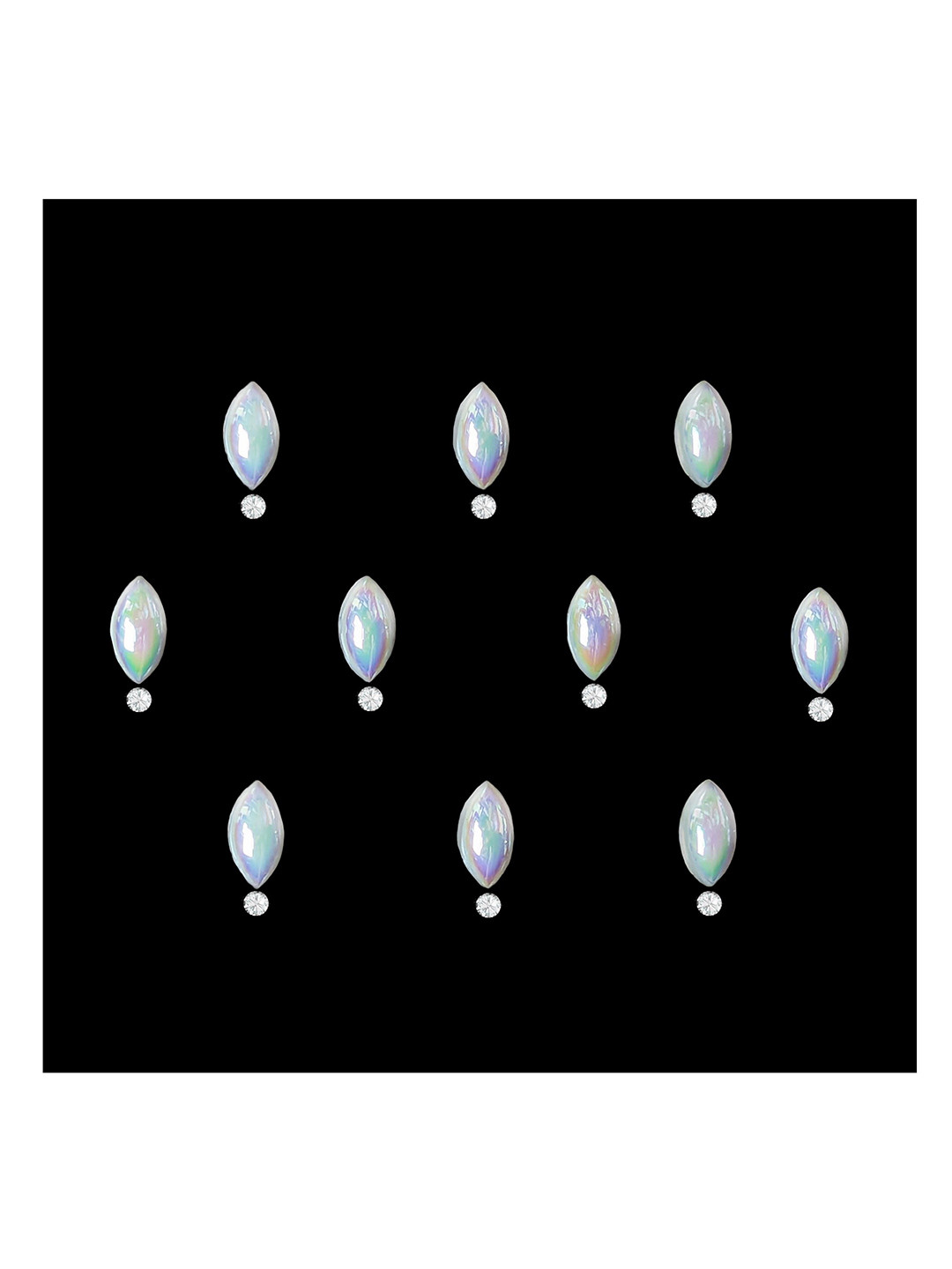 Comet Busters 10-Pcs Handmade Traditional Designer Reusable Bindi - White 2109