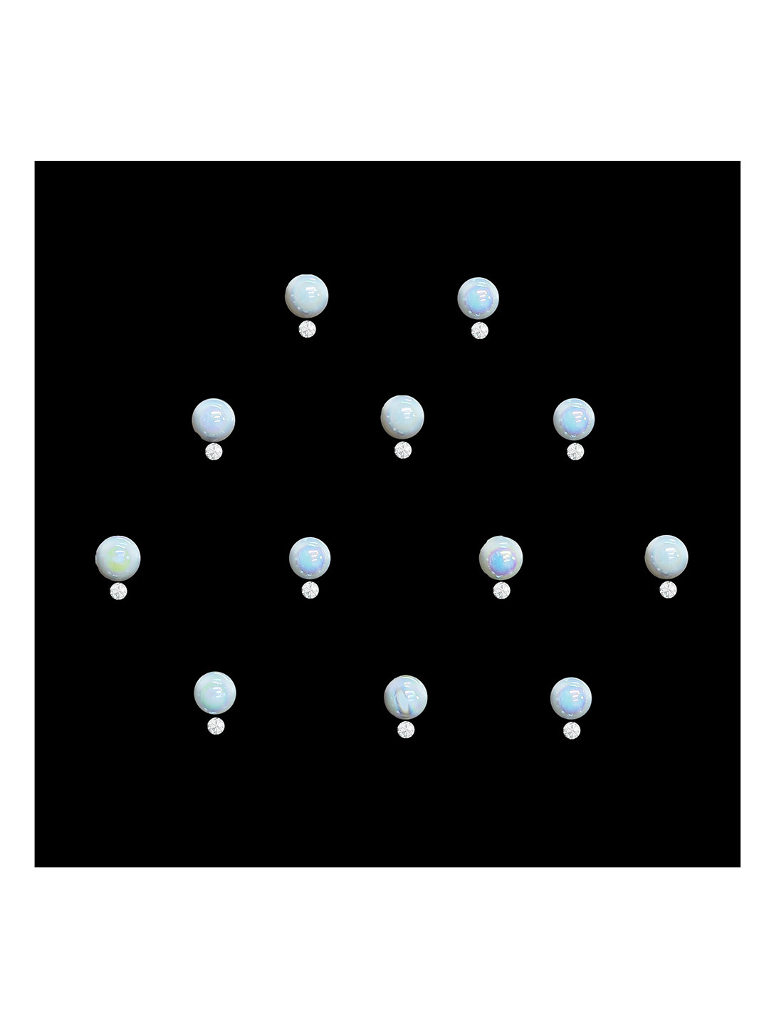 Comet Busters 12-Pcs Handmade Traditional Designer Reusable Bindi - White 2116