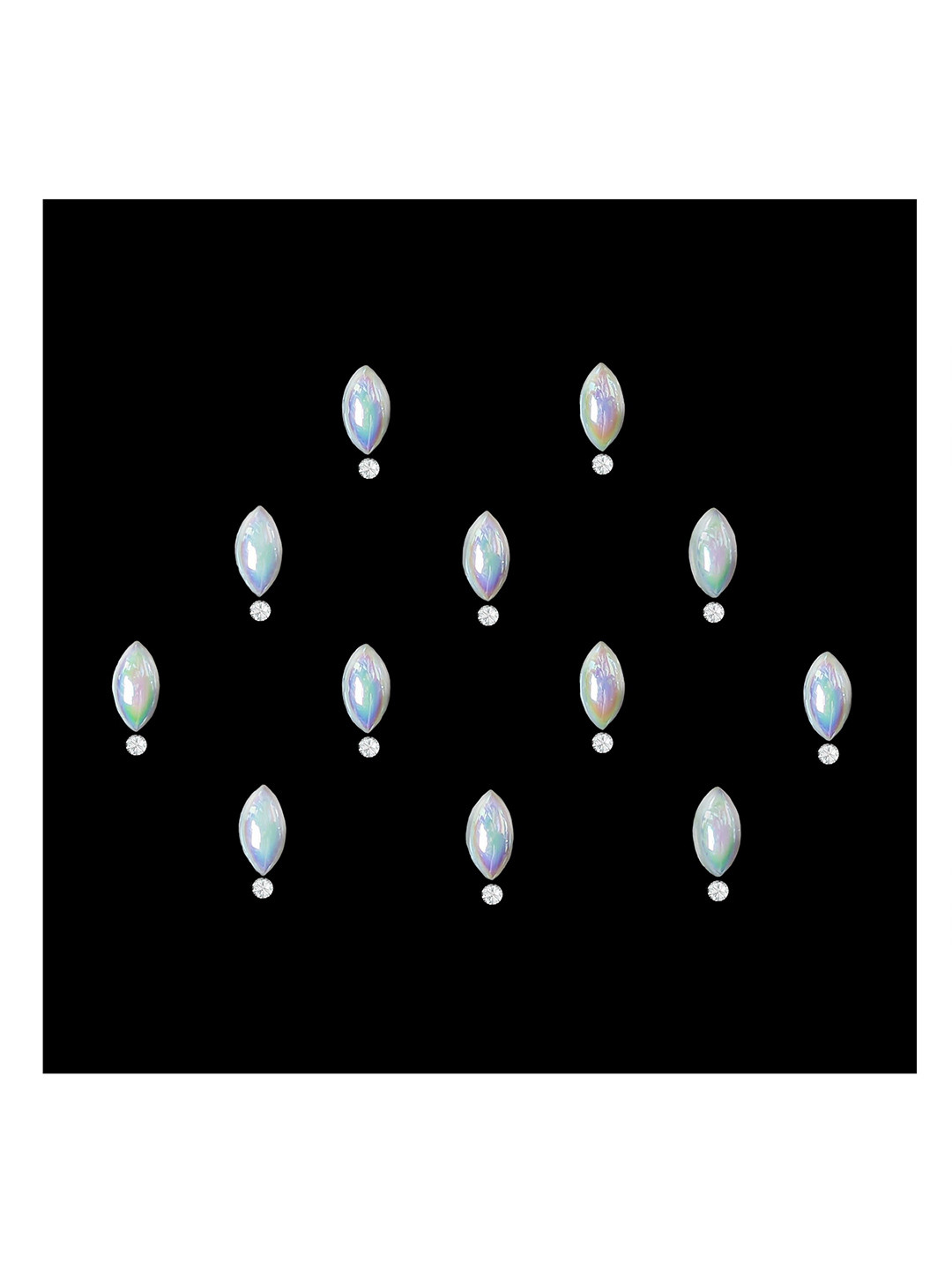 Comet Busters 12-Pcs Handmade Traditional Designer Reusable Bindi - White 2115