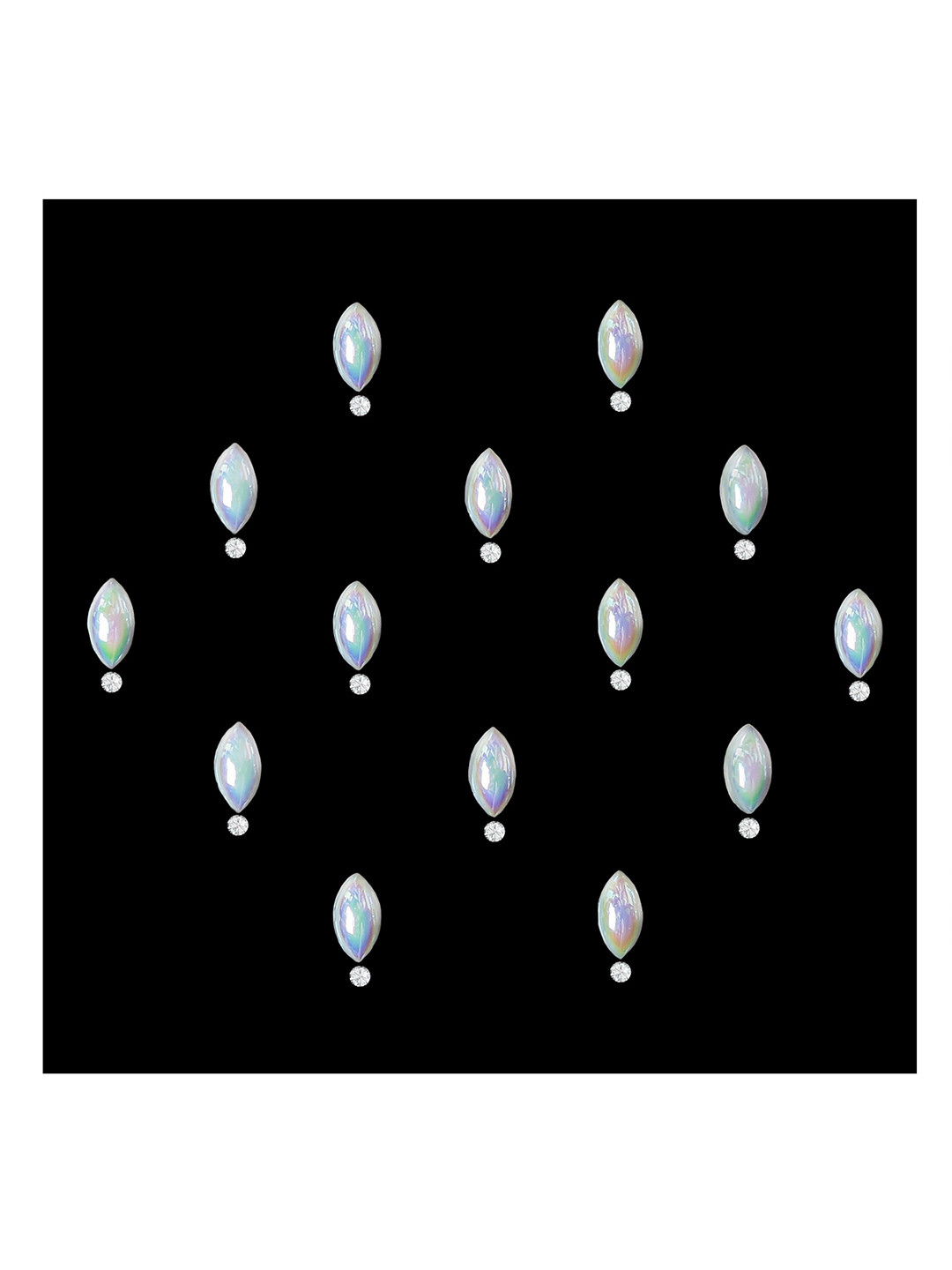 Comet Busters 14-Pcs Handmade Traditional Designer Reusable Bindi - White 2110