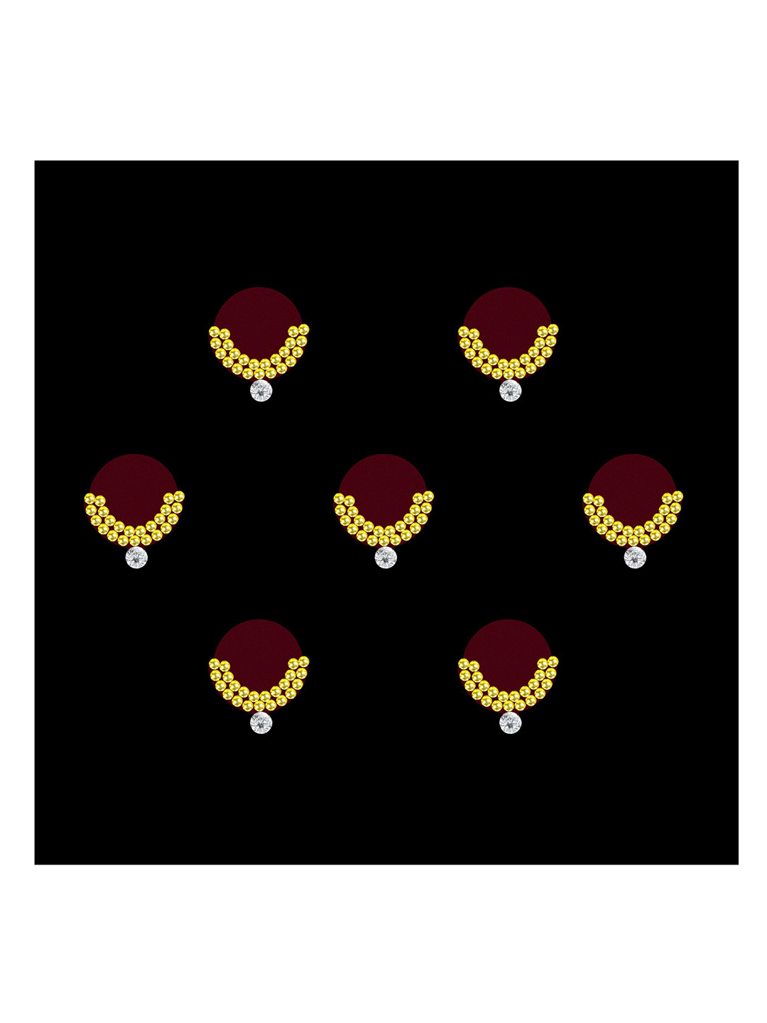 Comet Busters 7-Pcs Handmade Traditional Designer Reusable Bindi - Maroon 2130