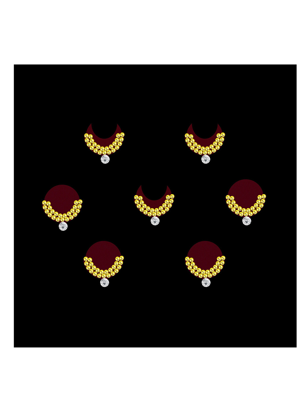 Comet Busters 7-Pcs Handmade Traditional Designer Reusable Bindi - Maroon 2124