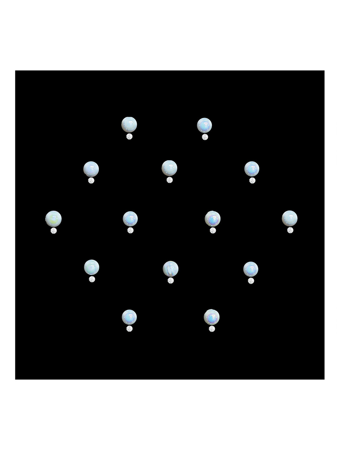 Comet Busters 14-Pcs Handmade Traditional Designer Reusable Bindi - White 2117