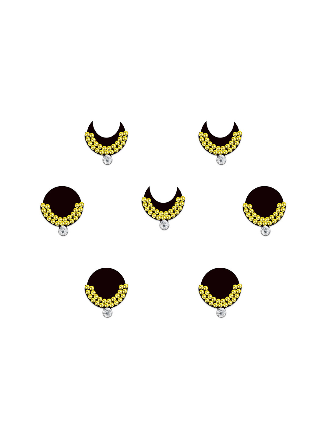 Comet Busters 7-Pcs Handmade Traditional Designer Reusable Bindi - Black 2125