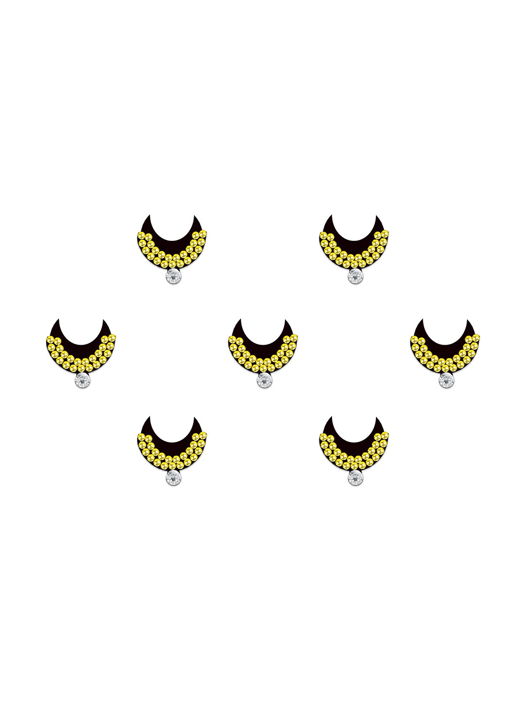 Comet Busters 7-Pcs Handmade Traditional Designer Reusable Bindi - Black 2127