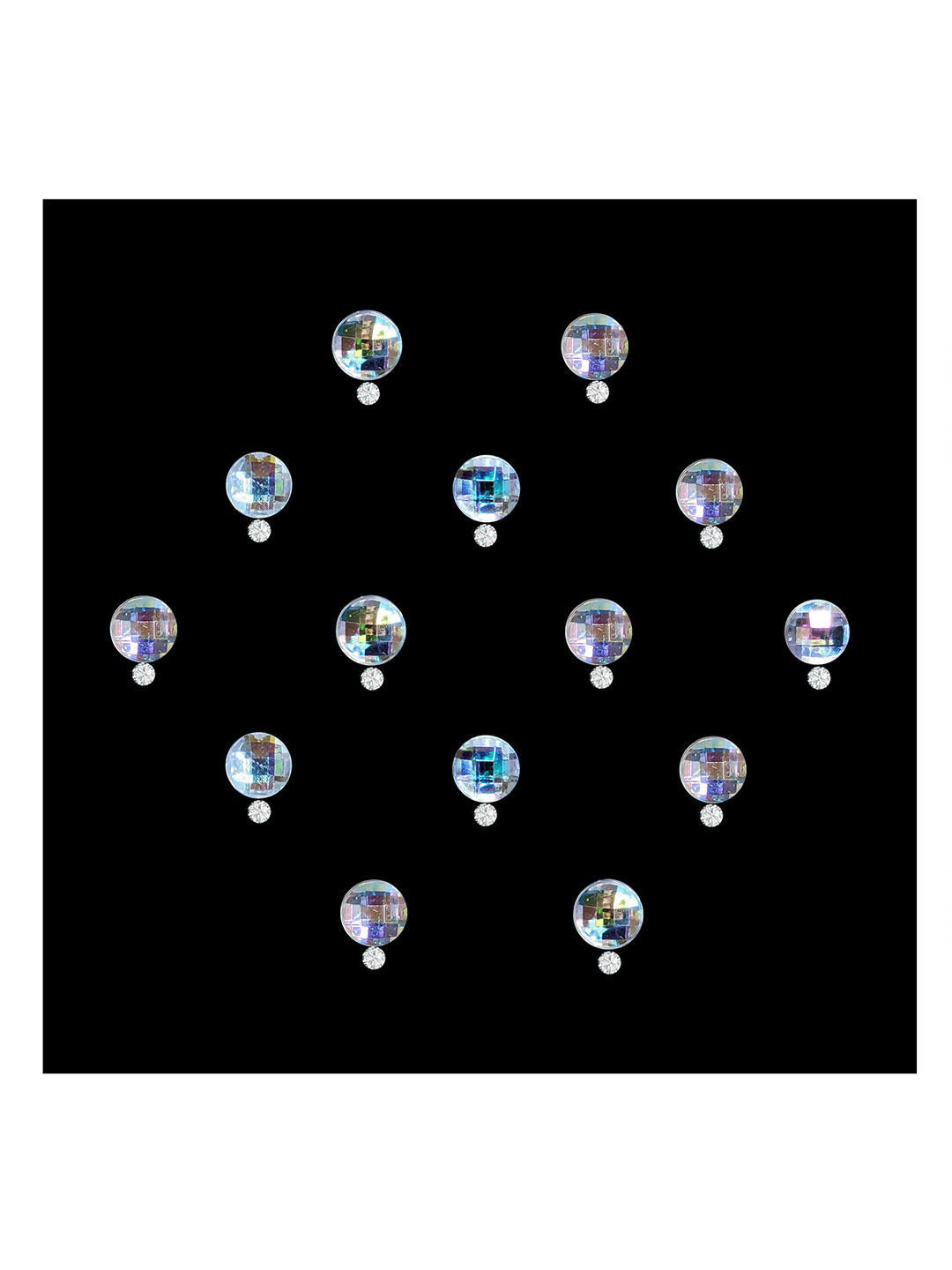 Comet Busters 14-Pcs Handmade Traditional Designer Reusable Bindi - Silver 2120