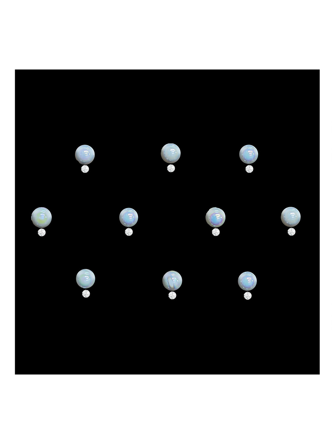 Comet Busters 10-Pcs Handmade Traditional Designer Reusable Bindi - White 2112