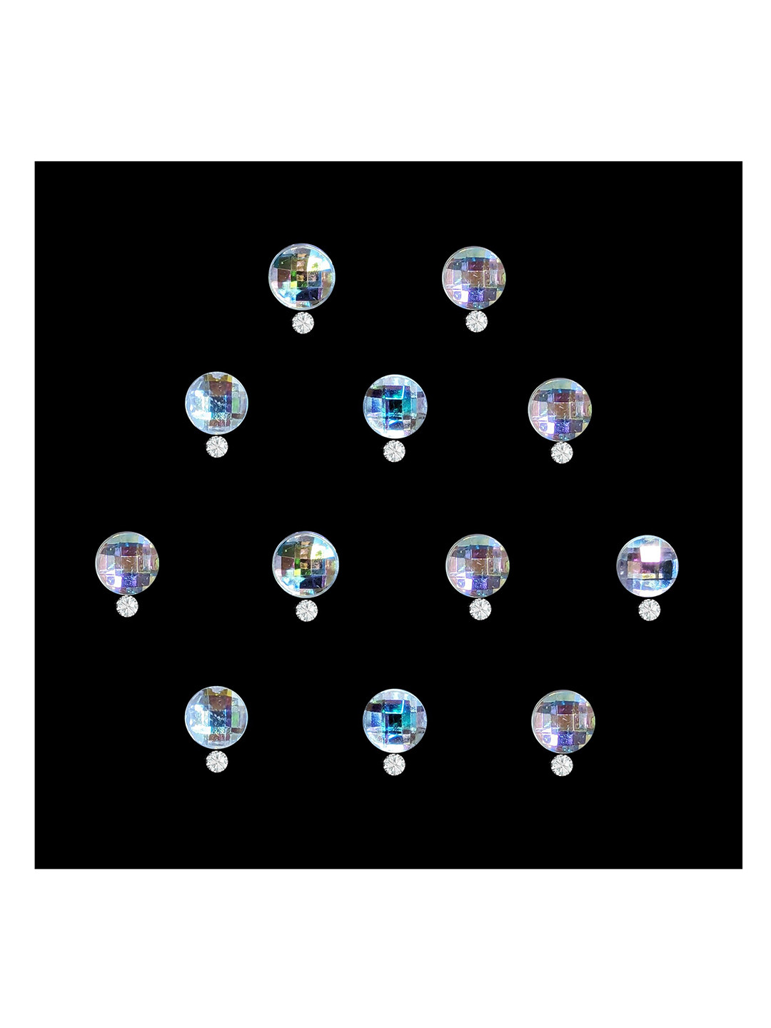 Comet Busters 12-Pcs Handmade Traditional Designer Reusable Bindi - Silver 2121