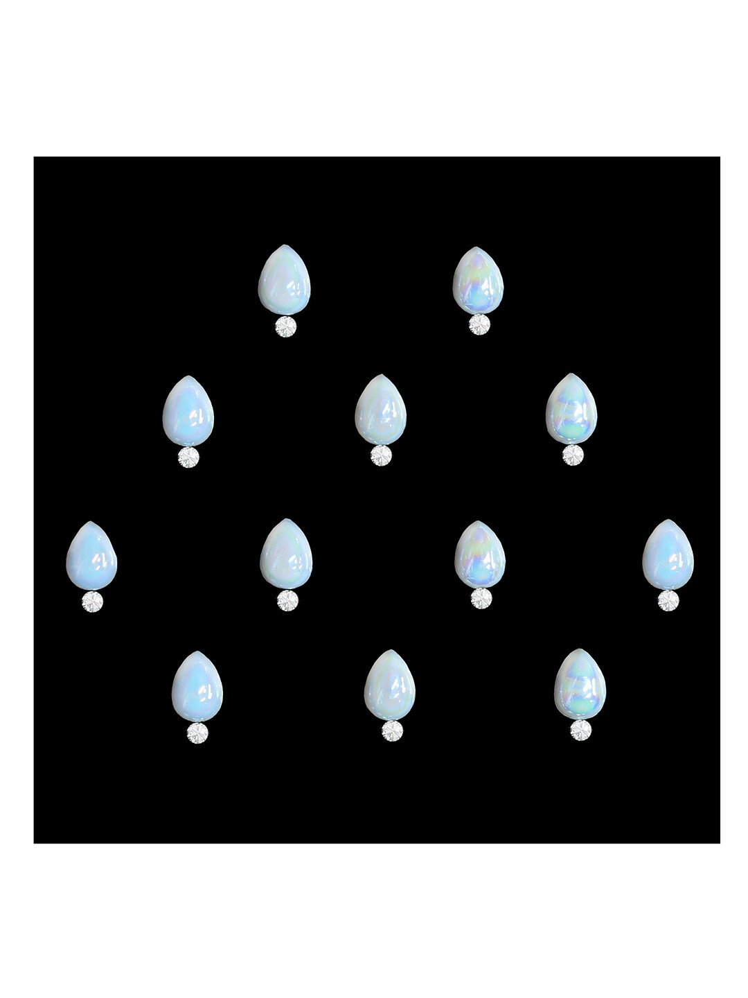Comet Busters 12-Pcs Handmade Traditional Designer Reusable Bindi - White 2118
